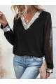 Kadın Uzun Kollu V Pulpayet Yakalı Ithal Krep Bluz