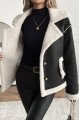 Kadın Uzun Kollu Yakalı önden Düğmeli Cep Detaylı Süet Ceket