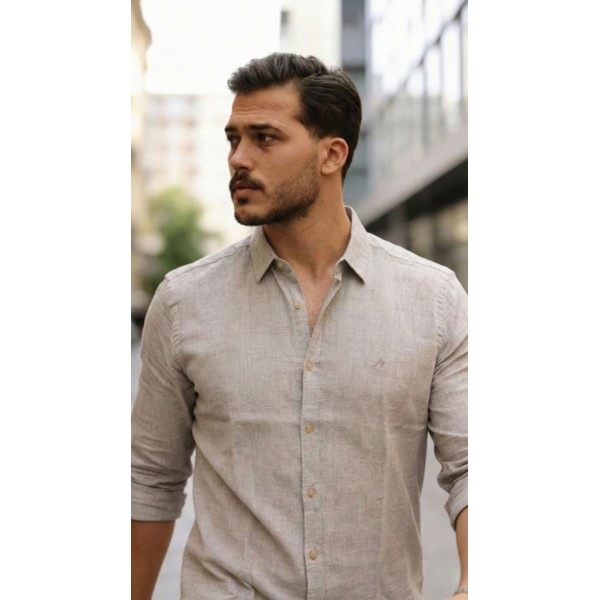 Erkek Uzun Kollu Keten Gömlek