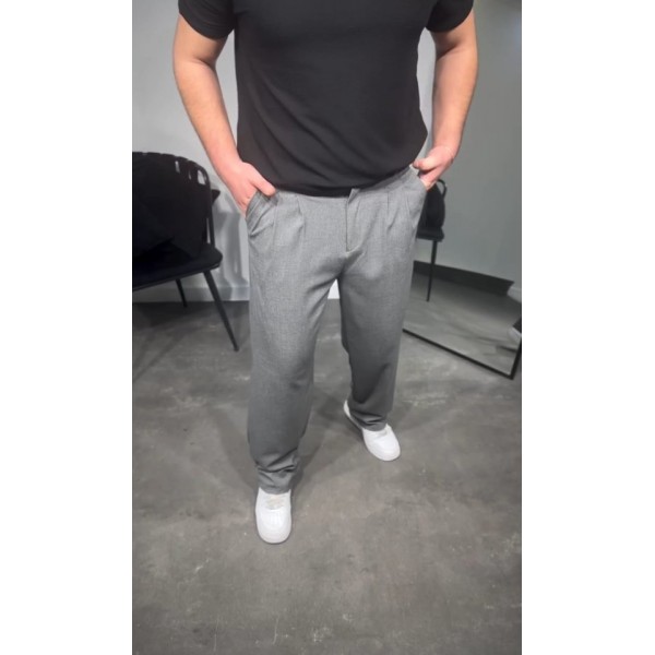 Erkek Pileli Kumaş Baggy Pantolon