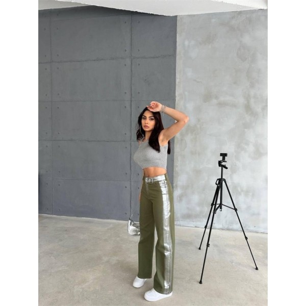 GABARDİN PALAZZO PANTOLON - Haki