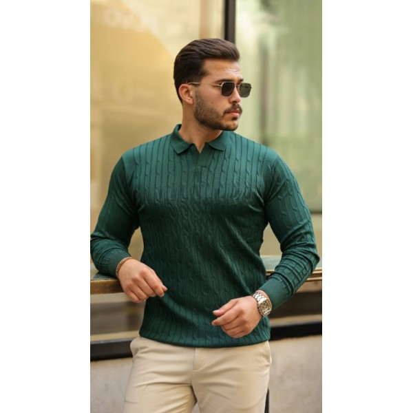 Erkek Saç örgü Desen Uzun Kollu Triko