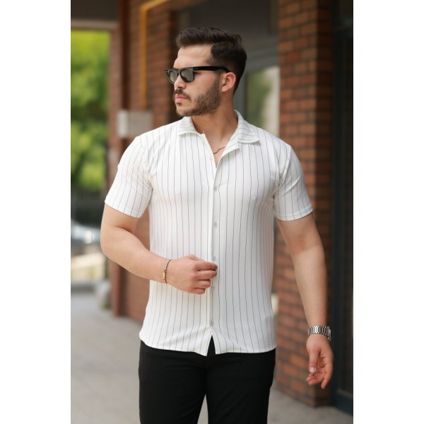 Erkek Kısa Kollu çizgili Gömlek