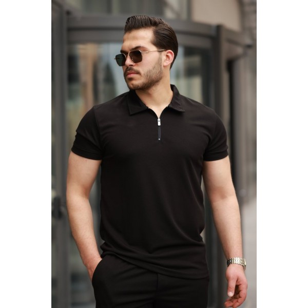 Erkek Yakalı Fermuarlı T-shirt şort Ikili Takım