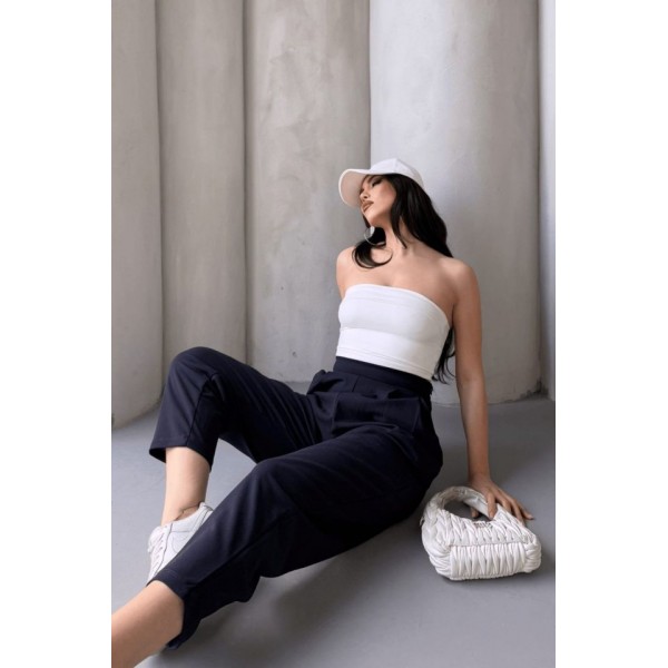 Kadın Scuba Krep Likralı Yan Fermuarlı Lastikli Harem Pantolon