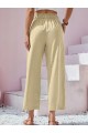 Kadın Bel Büzgü Ve Düğme Detay Kapri Keten Pantolon