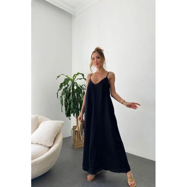 Kadın Ip Askılı V Yakalı Uzun Aerobin Elbise