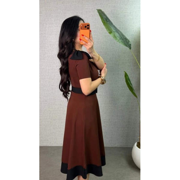 Kadın Tek Omuz Fiyonk Detaylı Midi Boy Elbise