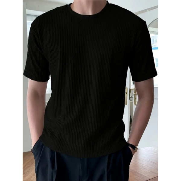 Erkek Kısa Kollu Bisiklet Yaka Triko Tişört