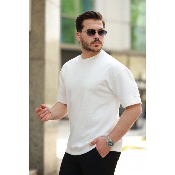 Erkek Basic Oversize Double Face Kumaş Kısa Kollu Tshirt