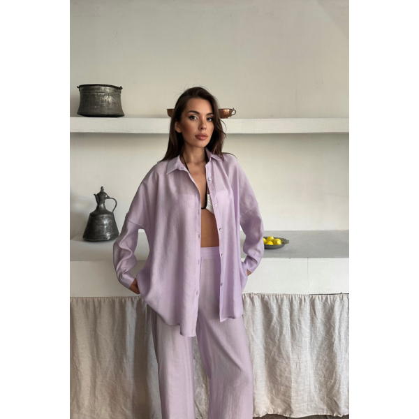 GÖMLEK - PANTOLON TAKIM - Lila