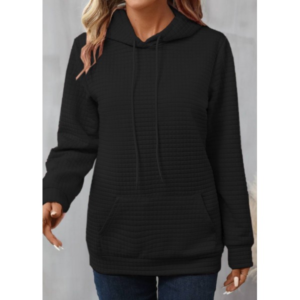 Kadın Uzun Kollu Kapşonlu Bağcıklı Cepli Capitone Sweatshirt