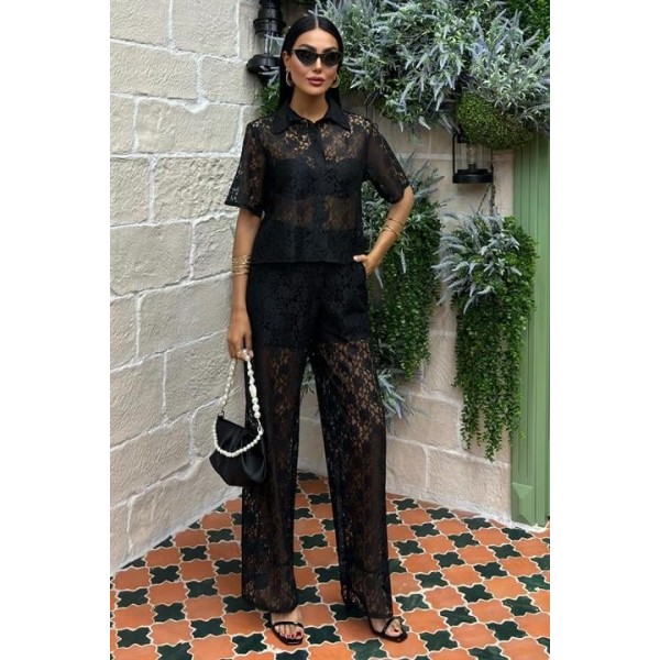 Pantolonu Astarlı Dantel İkili Takım 10119