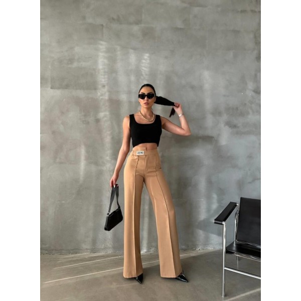 DREAMS ETİKETLİ PALAZZO PANTOLON - Bej