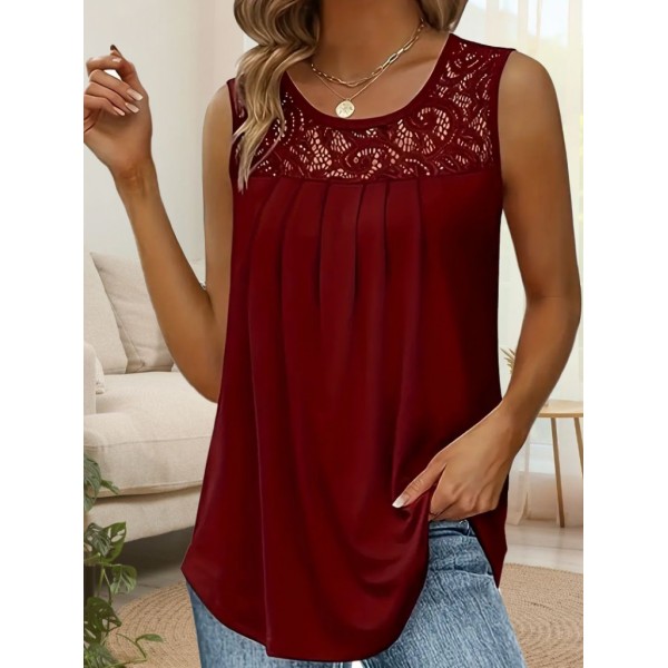 Kadın Askılı Yuvarlak Yaka Dantel Detaylı Viskon Bluz