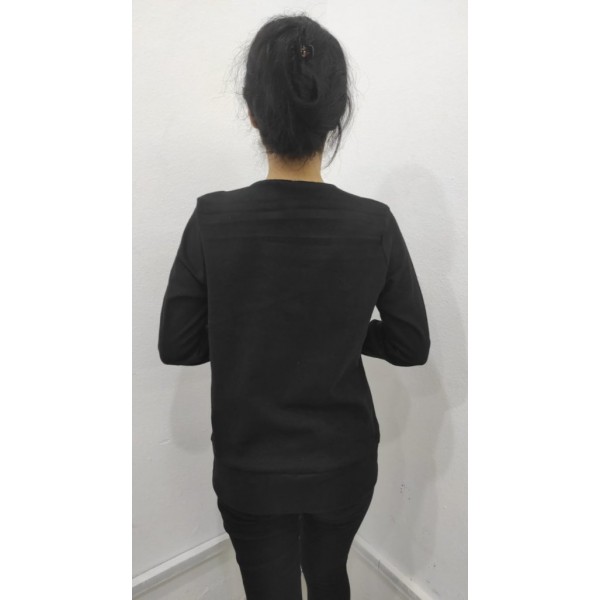 Kadın Uzun Kollu Kruvaze Yaka Kol Ve Etek Ucu Manşet Detay Yumoş Bluz