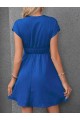 Kadın Kısa Kollu Kruvaze Yakalı Beli Lastikli Bürümcük Elbise