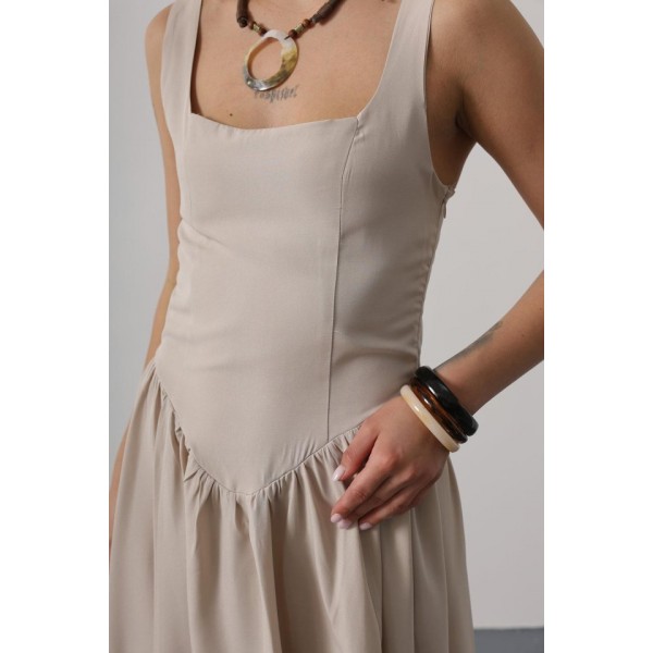 Askılı Uzun Elbise - Taş