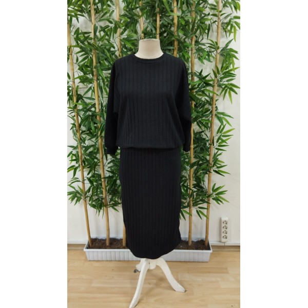 Kadın Uzun Kollu Yakası Açık Yarasa Kollu şardonlu Kaşkorse Bluz Ve Etek Takım