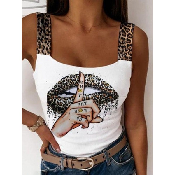 Kadın Leopar Askılı Leopar Baskılı Mikro Kumaş Bluz