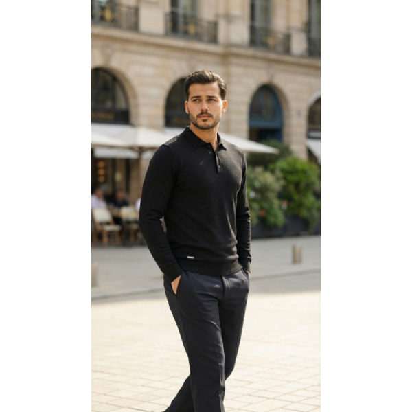 Erkek Düğme Yakalı Triko