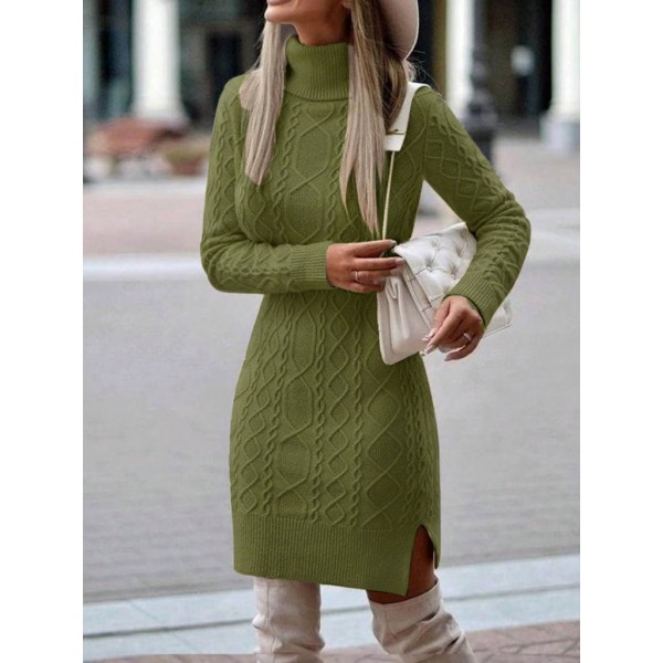 Loren Yünlü Motifli Midi Boy Triko Elbise