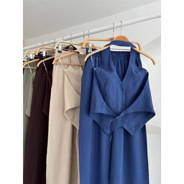 Halter Yaka Yelekli Modal Takım 10144