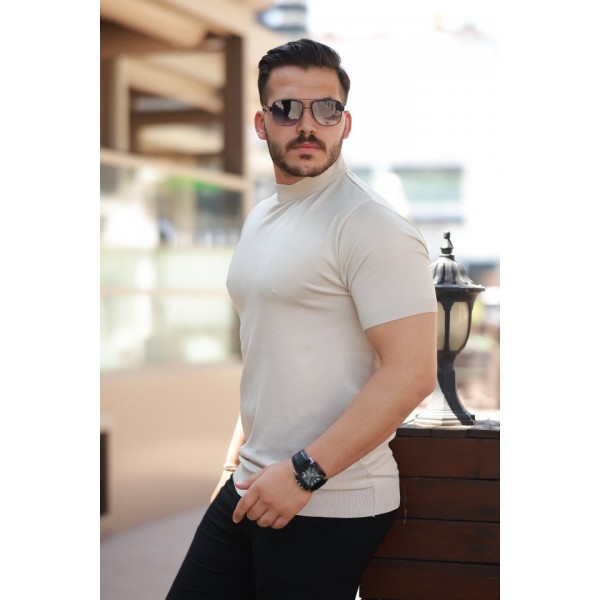 Erkek Yarım Balıkçı Yaka Kısa Kollu Tişört