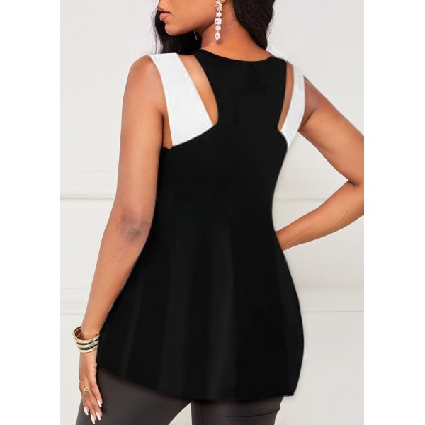 Kadın Askılı Boyundan çapraz Halter Yakalı çift Renkli Viskon Bluz