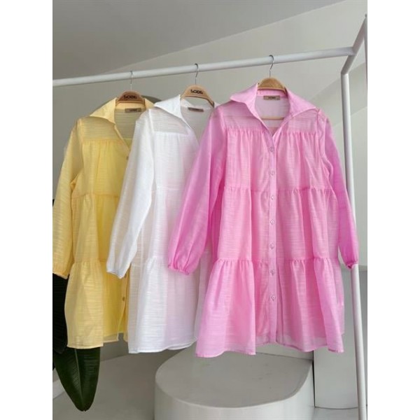 Gömlek Yaka Pileli Elbise 2898