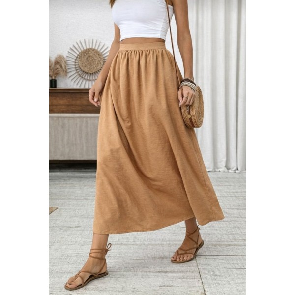 Kadın Beli Lastikli Paraşüt Kumaş Etek