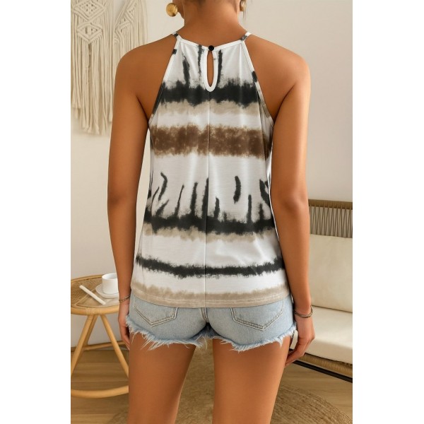 Kadın Halter Kollu Damla Detaylı Desenli Süprem Bluz