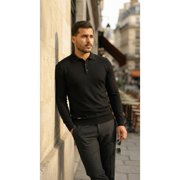 Erkek Düğme Yakalı Triko