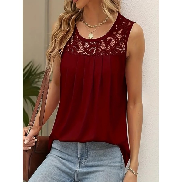 Kadın Askılı Yuvarlak Yaka Dantel Detaylı Viskon Bluz