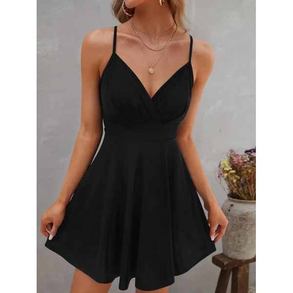 Kadın Ip Askılı Kruvaze Yakalı Kiloş Ithal Krep Elbise