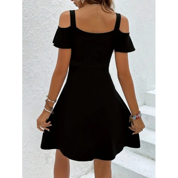 Kadın Askılı Derin V Yakalı Viskon Elbise