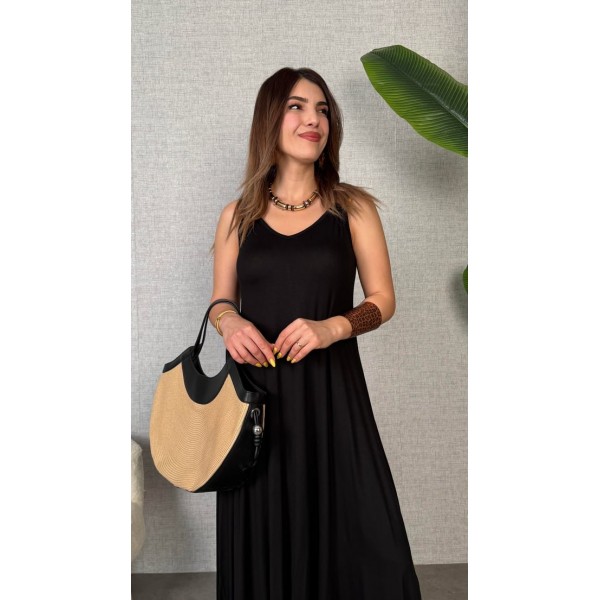 Kadın çan Dokuma Kumaş V Yaka Asimetrik Kesim Elbise