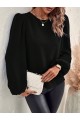 Kadın Uzun Kollu Yuvarlak Yaka Arkadan Bağcıklı Salaş Ithal Krep Bluz