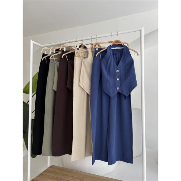 Halter Yaka Yelekli Modal Takım 10144