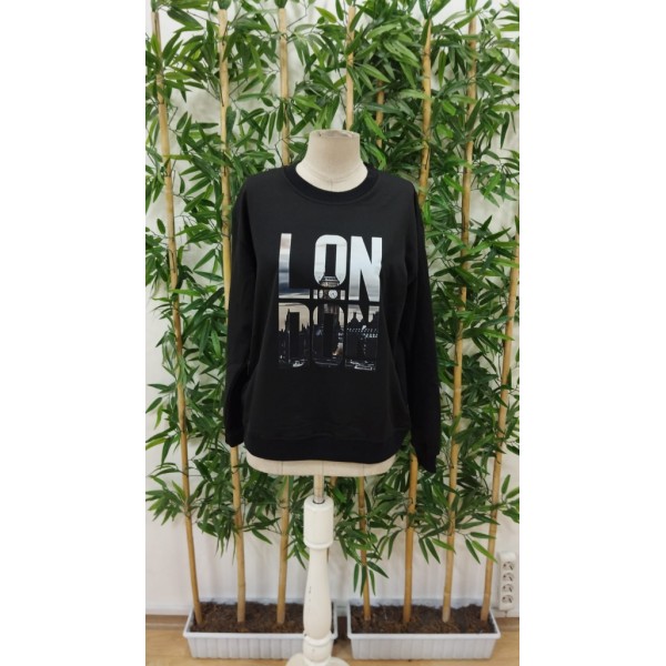 Erkek Uzun Kollu Bisiklet Yaka London Logo Baskılı Iki Iplik Sweat