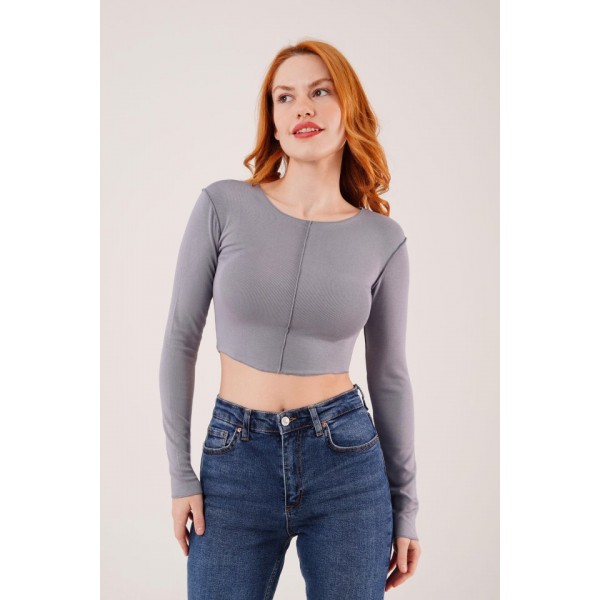 Ters Dikişli Basic Antrasit Body Bluz