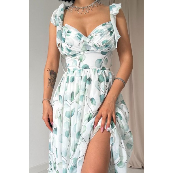 Yeşil Şifon Drapeli Elbise