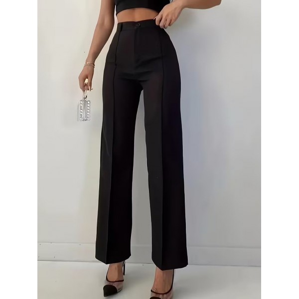 Bordo Renk Yüksek Bel Maskülen Kesim Kumaş Pantolon