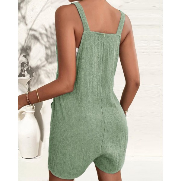 Kadın Askı Aksesuarlı önü Bağlama Detay Salopet şort Tulum