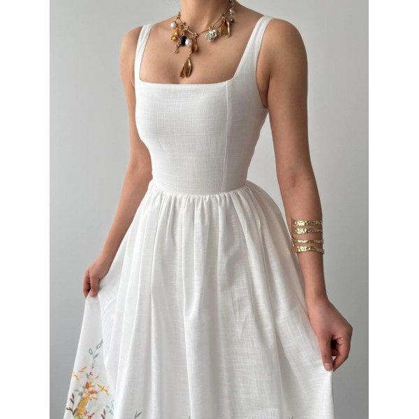 Mazi Çiçek Desenli Elbise