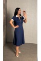 Kadın Polo Yaka Fermuar Detaylı Modal Midi Elbise