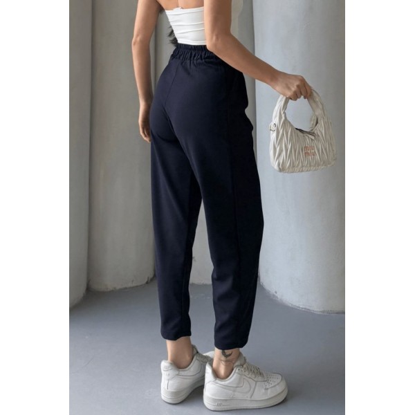 Kadın Scuba Krep Likralı Yan Fermuarlı Lastikli Harem Pantolon