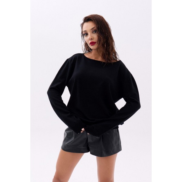 4216 TRİKO DÜZ SALAŞ KAZAK-SİYAH