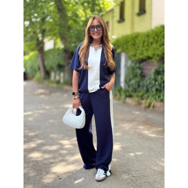 Kadın Modal Kumaş Yakası Fermuarlı şerit Detaylı Takım