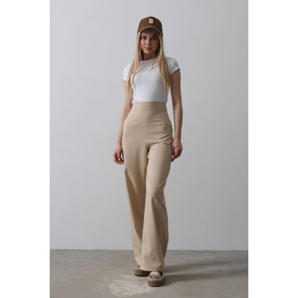 Beli Yarım Lastikli Palazzo Pantolon - Camel
